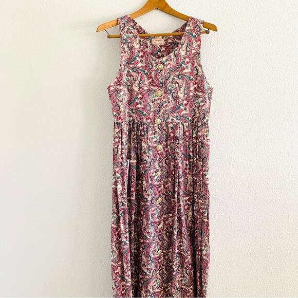Polly Pinafore Hand Crafted Vintage Floral Midi Dress - Picture 1 of 8